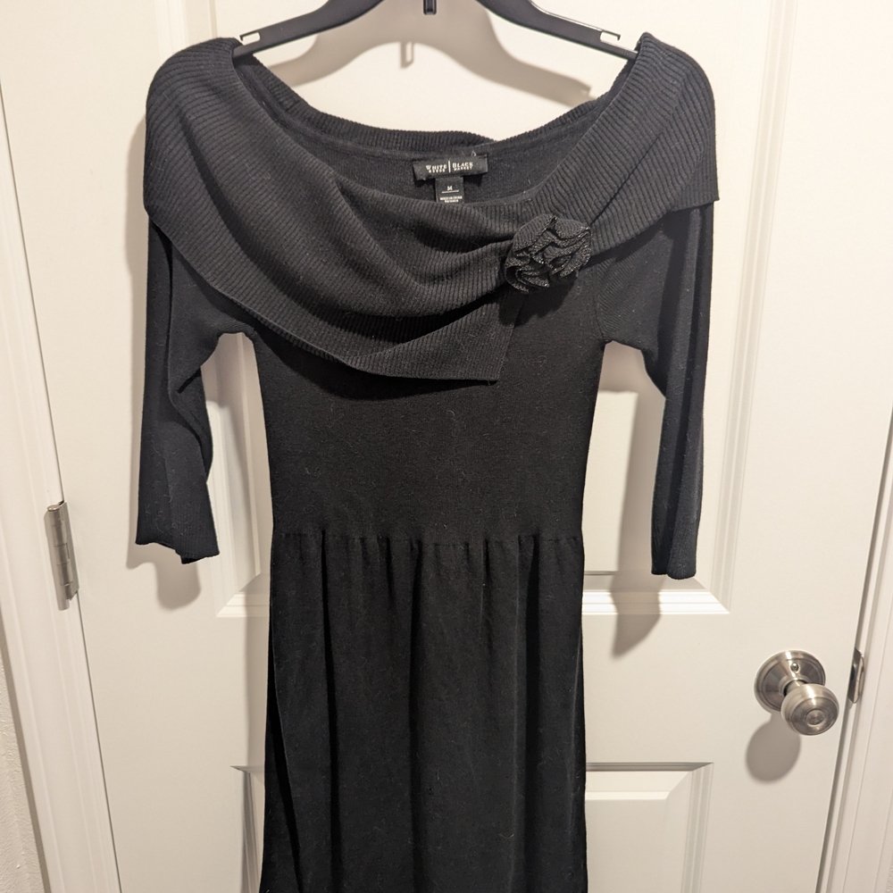 White House Black Market Gray Fit and Flare Dress with Cowl Neck